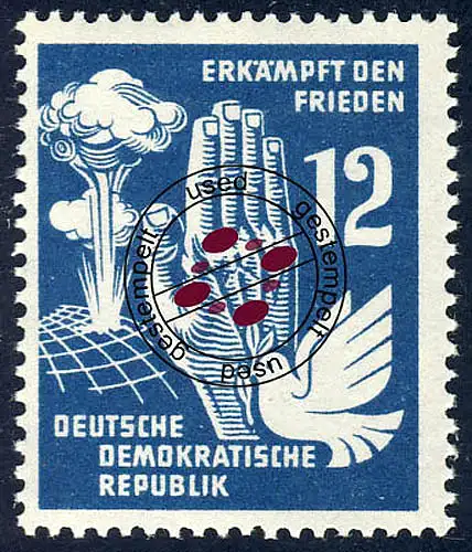 278 Frieden 12 Pf, Hand gegen Kernwaffen, gestempelt O