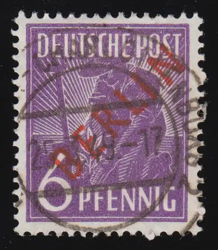 22 Rotaufdruck 6 Pf O gestempelt