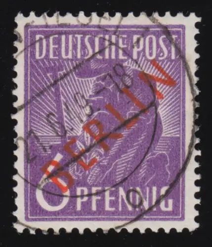 22 Rotaufdruck 6 Pf, gestempelt O