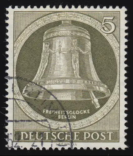 82y Glocke II  5 Pf, WAAGERECHT geriffelt O gestempelt