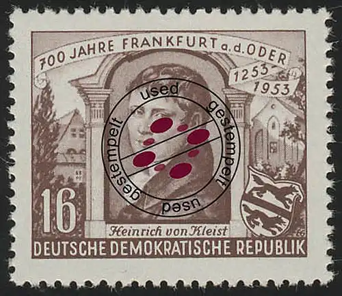 358 XI Frankfurt/Oder Heinrich von Kleist 16 Pf Wz.2 XI O