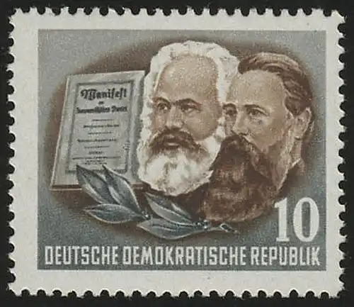 345 XI Karl Marx 10 Pf Wz.2 XI ** postfrisch