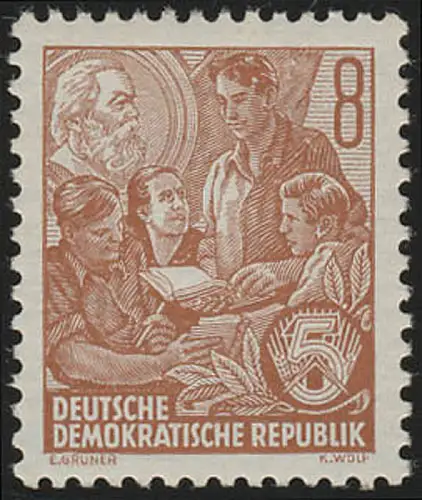 408x XII Fünfjahrplan Buchdruck 8 Pf Wz.2 XII ** postfrisch