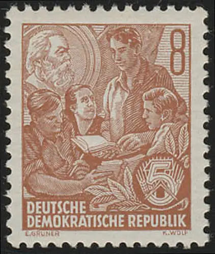 408x XII Fünfjahrplan Buchdruck 8 Pf Wz.2 XII, postfrisch **