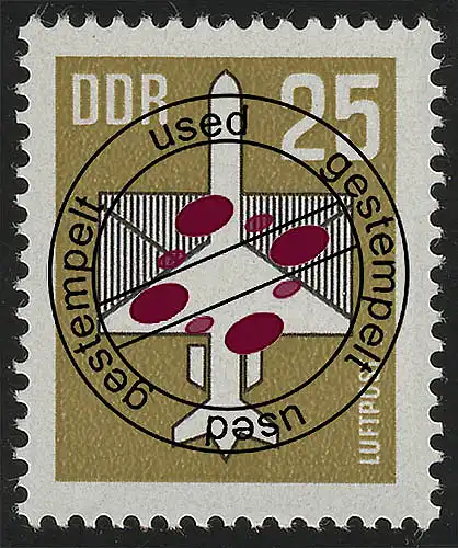 3129w Flugpostmarken 25 Pf 1987, Papier w, O