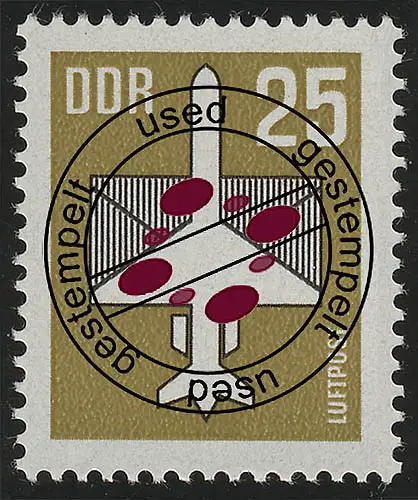 3129w Flugpostmarken 25 Pf 1987, Papier w, gestempelt O
