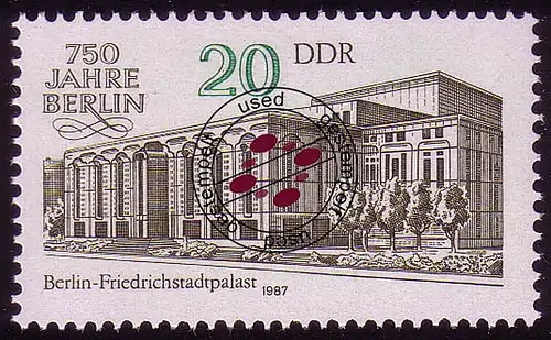 3078 Berlin 20 Pf Friedrichstadtpalast aus Kleinbogen O