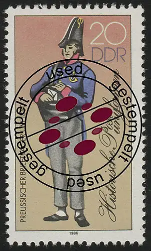 2998 I Historische Postuniformen 20 Pf, Raster-Tiefdruck RaTdr. aus Bogen, O
