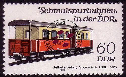 2866 Schmalspurbahnen 60 Pf Personenwagen 1984 O gestempelt