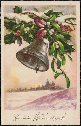 Landpost Ansichtskarte Weihnachten Glocke Döbeln-Keuern DÖBELN 22.12.40