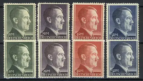 799-802 A/B Hitler alle Markwerte WEIT und ENG gezähnt - ** postfrisch / MNH