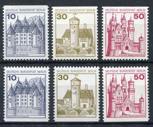 532/534/536 Burgen und Schlösser 6 C/D-Werte aus MH 10, Satz **