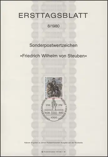 ETB 08/1980 General Friedrich Wilhelm von Steuben
