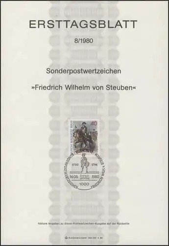 ETB 08/1980 General Friedrich Wilhelm von Steuben