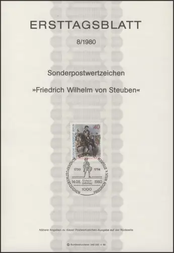 ETB 08/1980 General Friedrich Wilhelm von Steuben