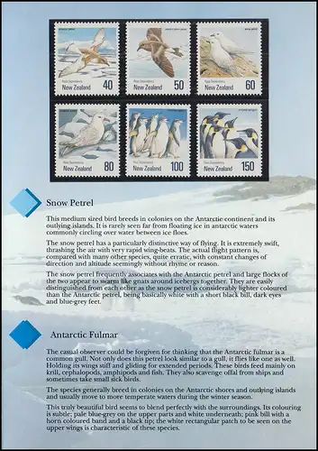 Neuseeland Antarctic Birds Vögel Satz ** Presentation Stamp Pack