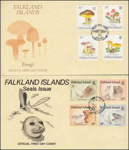 Falklandinseln 460-475 Jahrgang 87, FDC kpl. Pioniere Robben Pilze Krankenhäuser