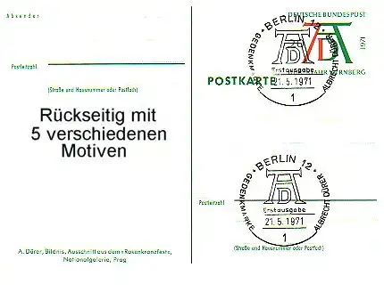 PSo 3/01-05 Dürer - komplettes Set mit 5 Karten, alle mit ESSt Berlin 21.5.1971