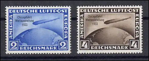 497/498 Chicagofahrt 2 und 4 RM - postfrisch ** einwandfrei, Befund Schlegel BPP