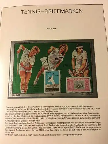 Tennis - der weiße Sport, Sammlung im Lindner-Vordruckringbinder aus Abo, **