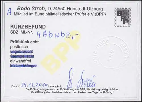 4Ab wbz Berliner Bär 10 Pfennig - seltene Farbe, ** Befund Ströh BPP einwandfrei