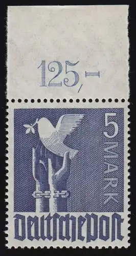 962c ORndgz Taube 5 RM bessere Farbe mit nicht durchgez. Oberrand, ungefaltet **