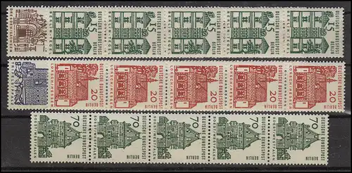 242 ff Bauwerke 5 Werte komplett im 5er-Streifen + Nr., postfrisch **