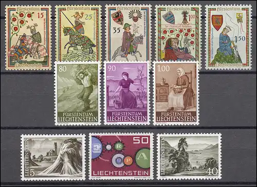 404-414 Liechtenstein millésime 1961 complet, frais de port