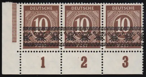 54I PF III Bande imprimée 10 p. avec défauts de plaque III, photo-répertoire Schlegel BPP **