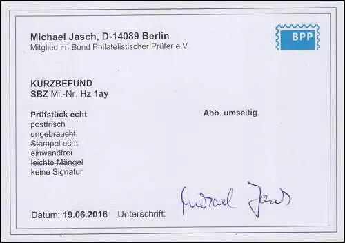 HZ1ay Brücken - Herzstück aus Zusammendruck-Bogen **, Befund Dr. Jasch BPP