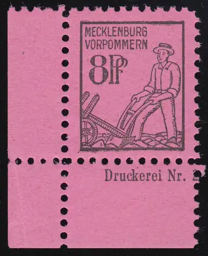 12 DZ Marque libre 8 p. angle arc en bas à gauche avec logo d'imprimerie, non plié **