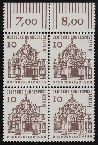 242 Bauwerke klein 10 Pf OR-Viererbl. ** postfrisch