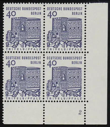 245 Bauwerke klein 40 Pf Eck-Vbl. ur Formnummer FN2 ** postfrisch