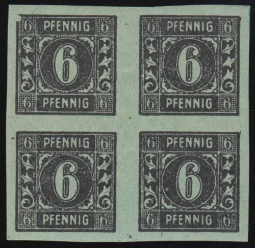 8xU Freimarke 6 Pf. ungezähnter Viererblock, postfrisch **