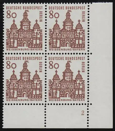 249 Bauwerke klein 80 Pf Eck-Vbl. ur Formnummer FN2 ** postfrisch