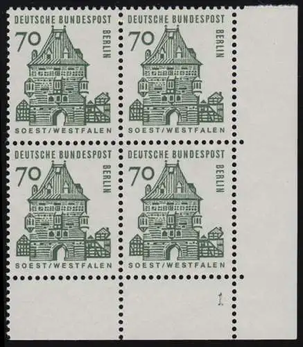 248 Bauwerke klein 70 Pf Eck-Vbl. ur Formnummer FN1 ** postfrisch