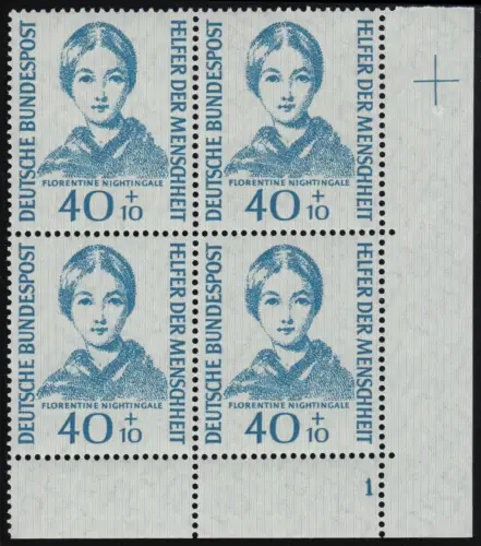 225 Helfer der Menschheit 40+10 Pf Nightingale ** Vbl FN1