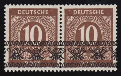 54I PF I Bandaufdruck 10 Pf. mit Plattenfehler I, Fotobefund Schlegel BPP **