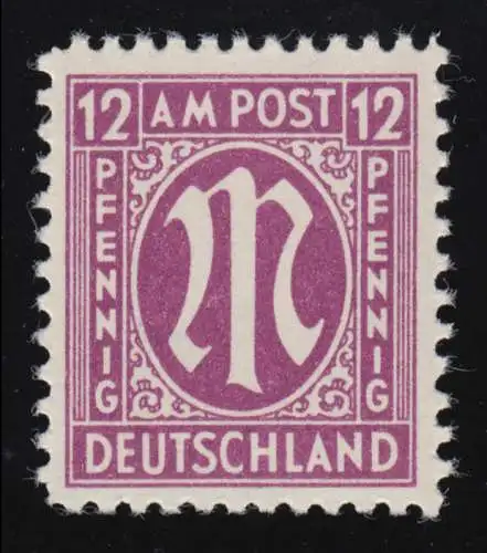 23Cz AM-Post 12 Pf mit seltener Zähnungsvariante C, Befund Wehner BPP ** e´frei