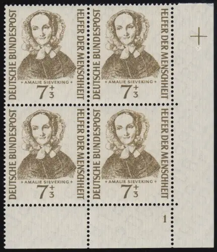 222 Helfer der Menschheit 7+3 Pf Sieveking Vbl FN1, postfrisch **