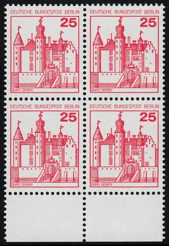 587 Burgen u.Schl. 25 Pf UR-Viererbl. ** postfrisch