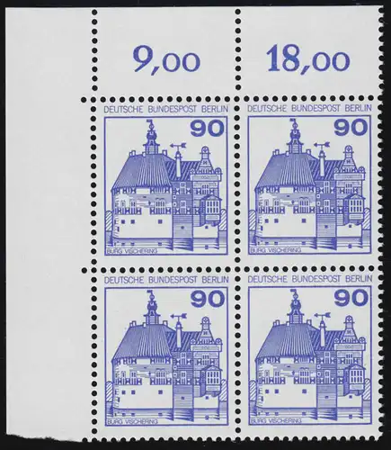 588 Burgen u.Schl. 90 Pf Eck-Vbl. ol ** postfrisch