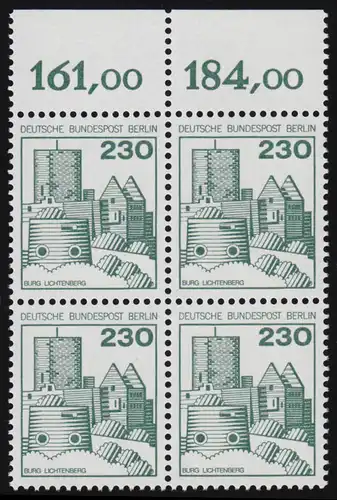 590 châteaux et ch. schl. 230 Pf OR-Quaterbl. ** post-fraîchissement