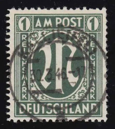 35 AM-Post 1 Reichsmark mit Vollstempel Kall 30.3.46, Befund Wehner BPP