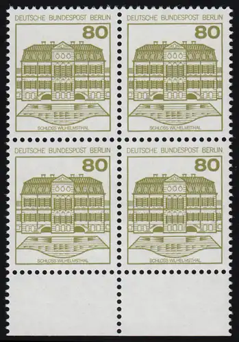 674 Burgen u.Schl. 80 Pf UR-Viererbl. ** postfrisch