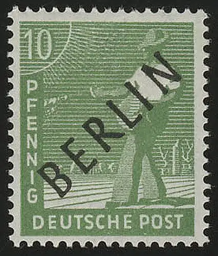 4b Schwarzaufdruck 10 Pf OLIVGRÜN ** postfrisch