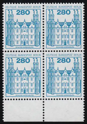676 Burgen u.Schl. 280 Pf UR-Viererbl. ** postfrisch