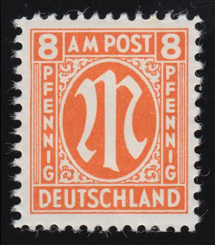 Bizone 21Cz AM-Post 8 Pf., Deutscher Druck postfrisch ** / MNH