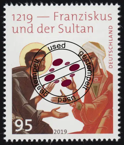 3498 Thema 1219 - Franziskus und der Sultan, gestempelt O