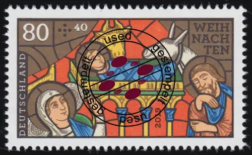 3495 Weihnachten - Kirchenfenster, nassklebend, gestempelt O